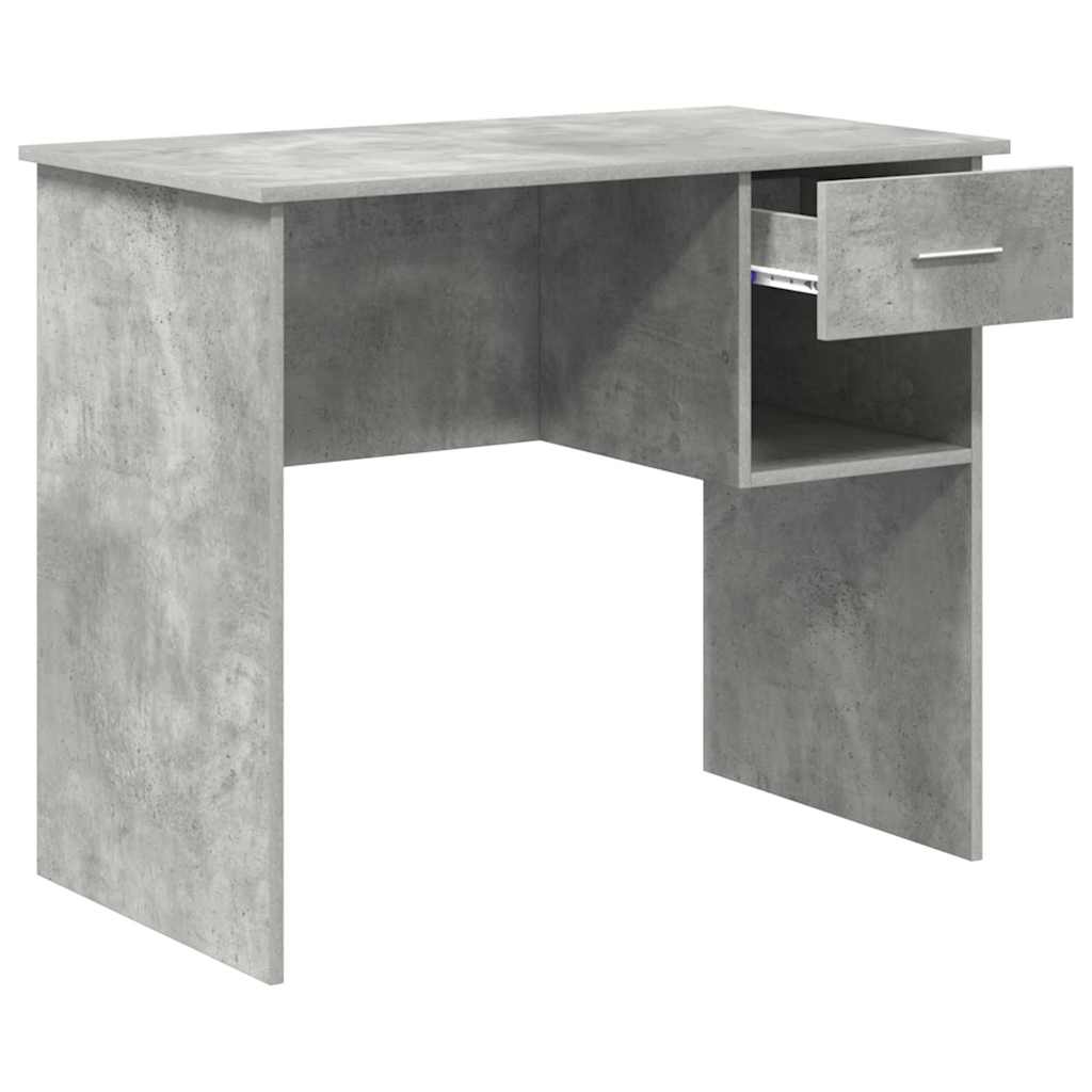 vidaXL Desk with Shelf Concrete grey 90 x 49.5 x 75 cm Engineered wood