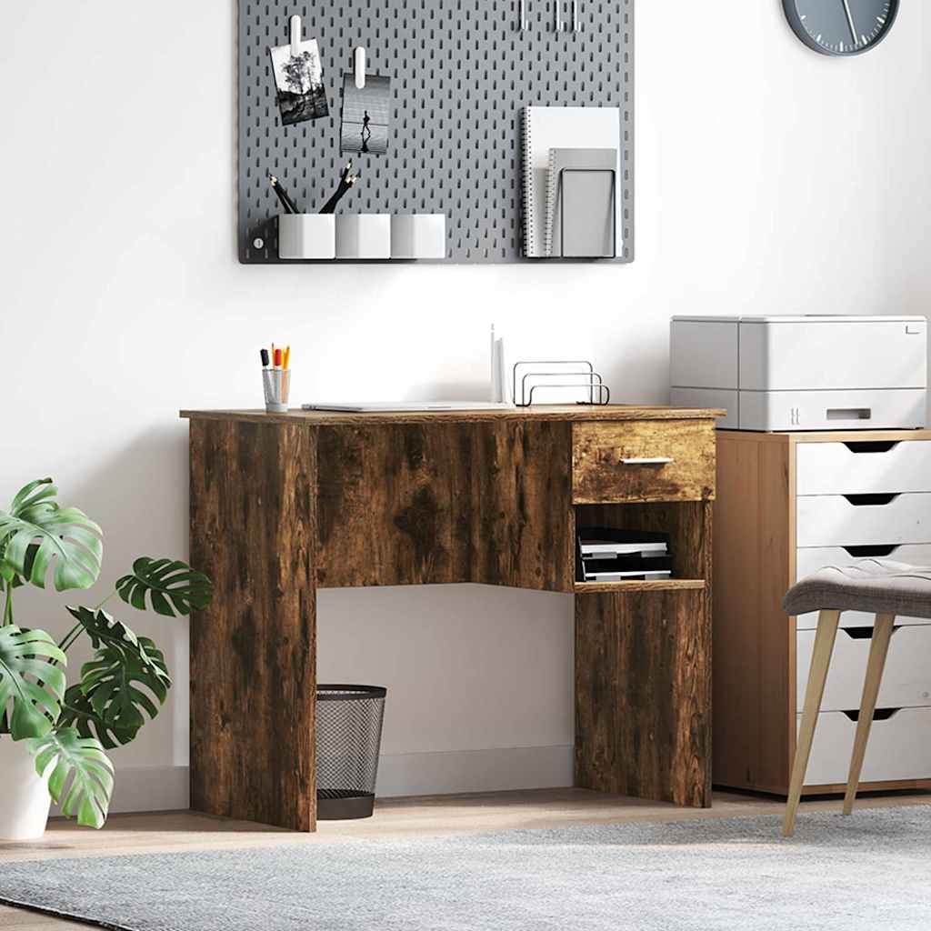 Desk Smoked Oak 90 x 49 x 75 cm Engineered Wood