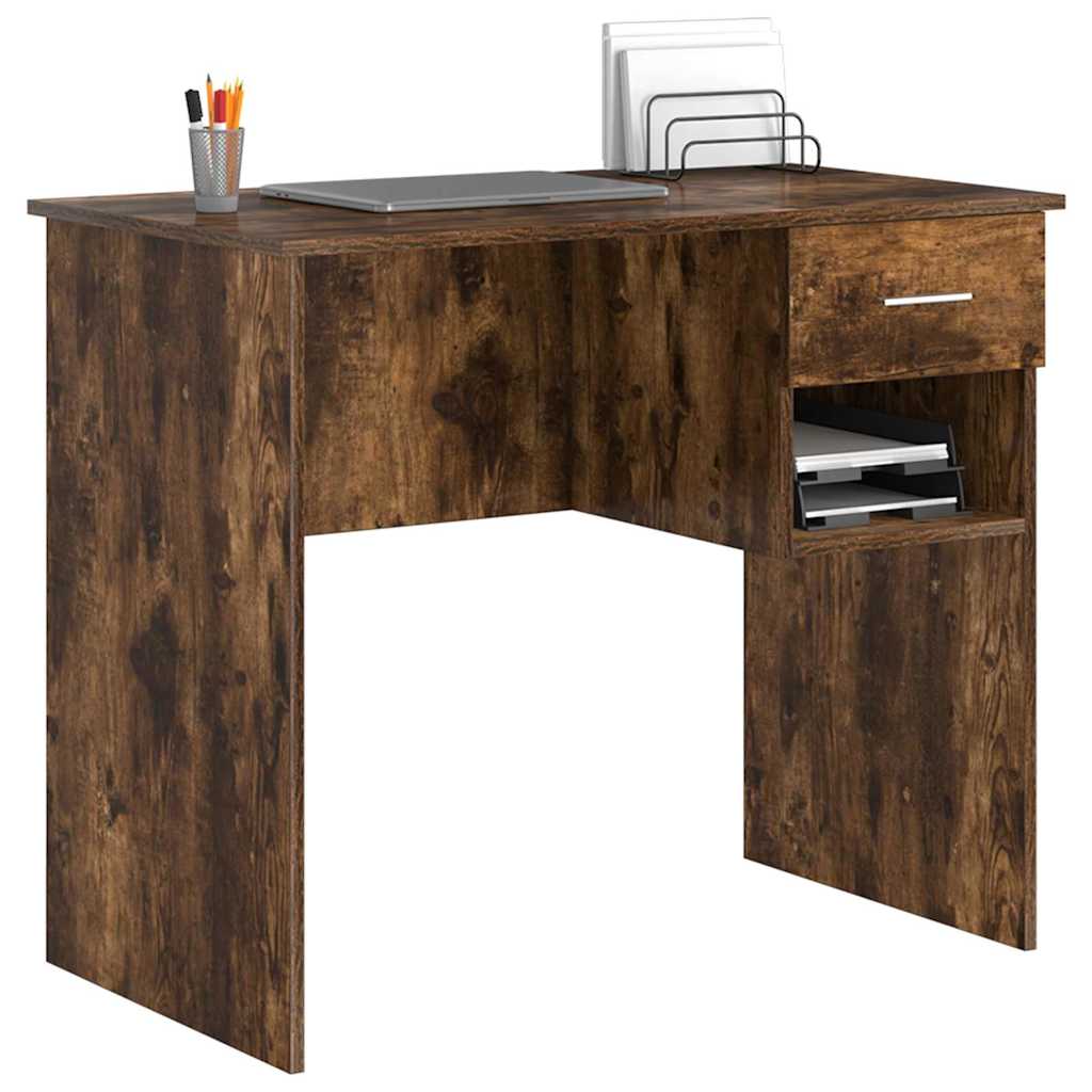 Desk Smoked Oak 90 x 49 x 75 cm Engineered Wood