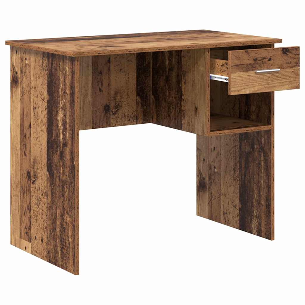 vidaXL Desk with Drawer Old wood 90 x 49.5 x 75 cm Engineered wood