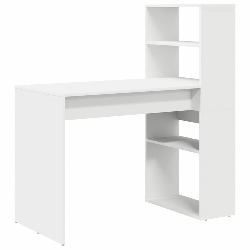 vidaXL Desk with Shelf White 113 x 54 x 120 cm Engineered wood