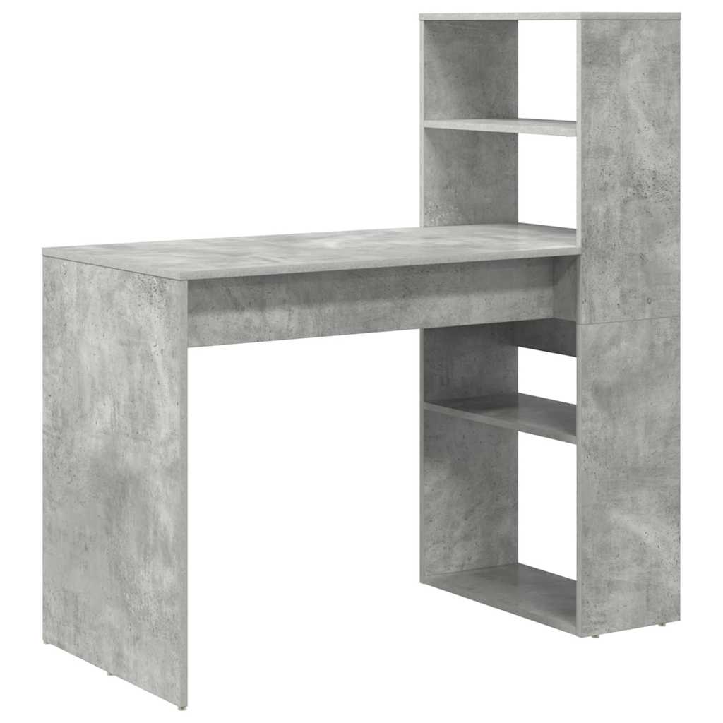 vidaXL Desk with Shelf Concrete grey 113 x 54 x 120 cm Engineered wood