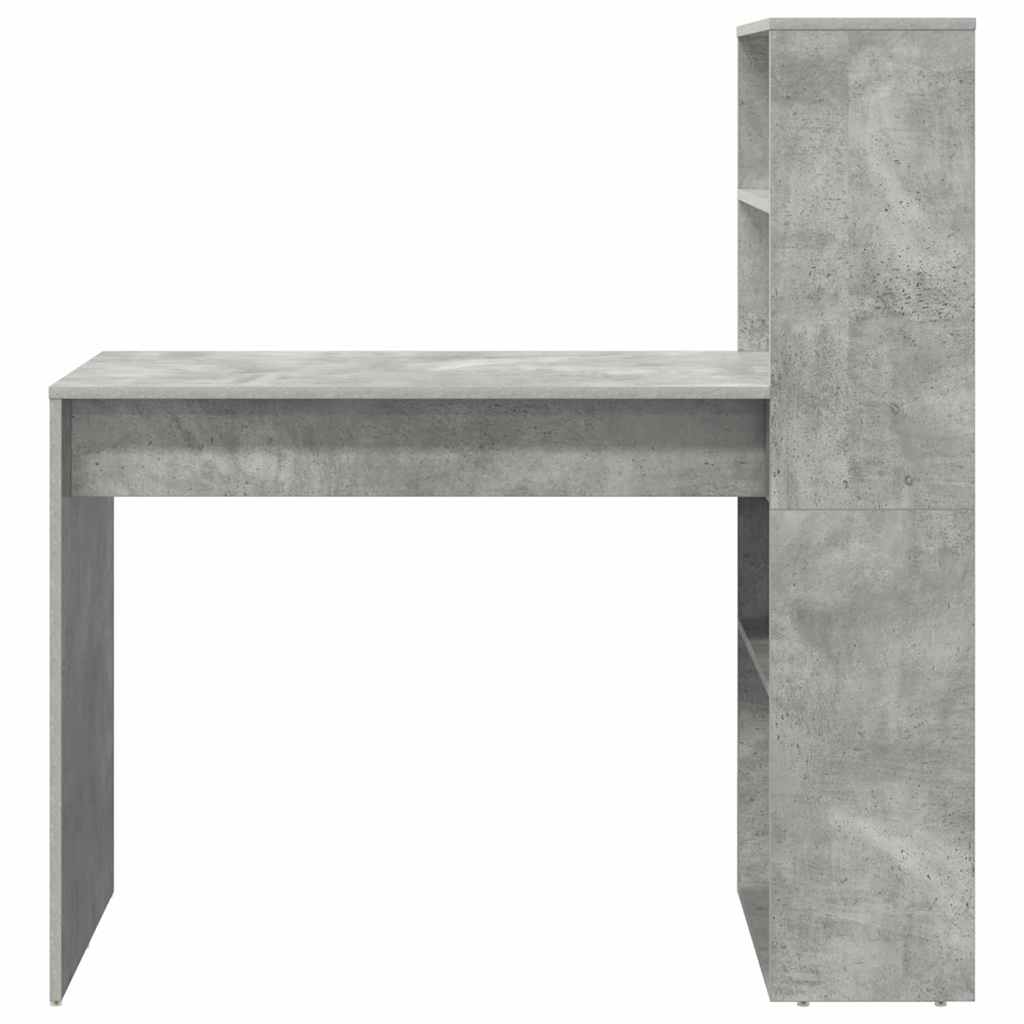 vidaXL Desk with Shelf Concrete grey 113 x 54 x 120 cm Engineered wood