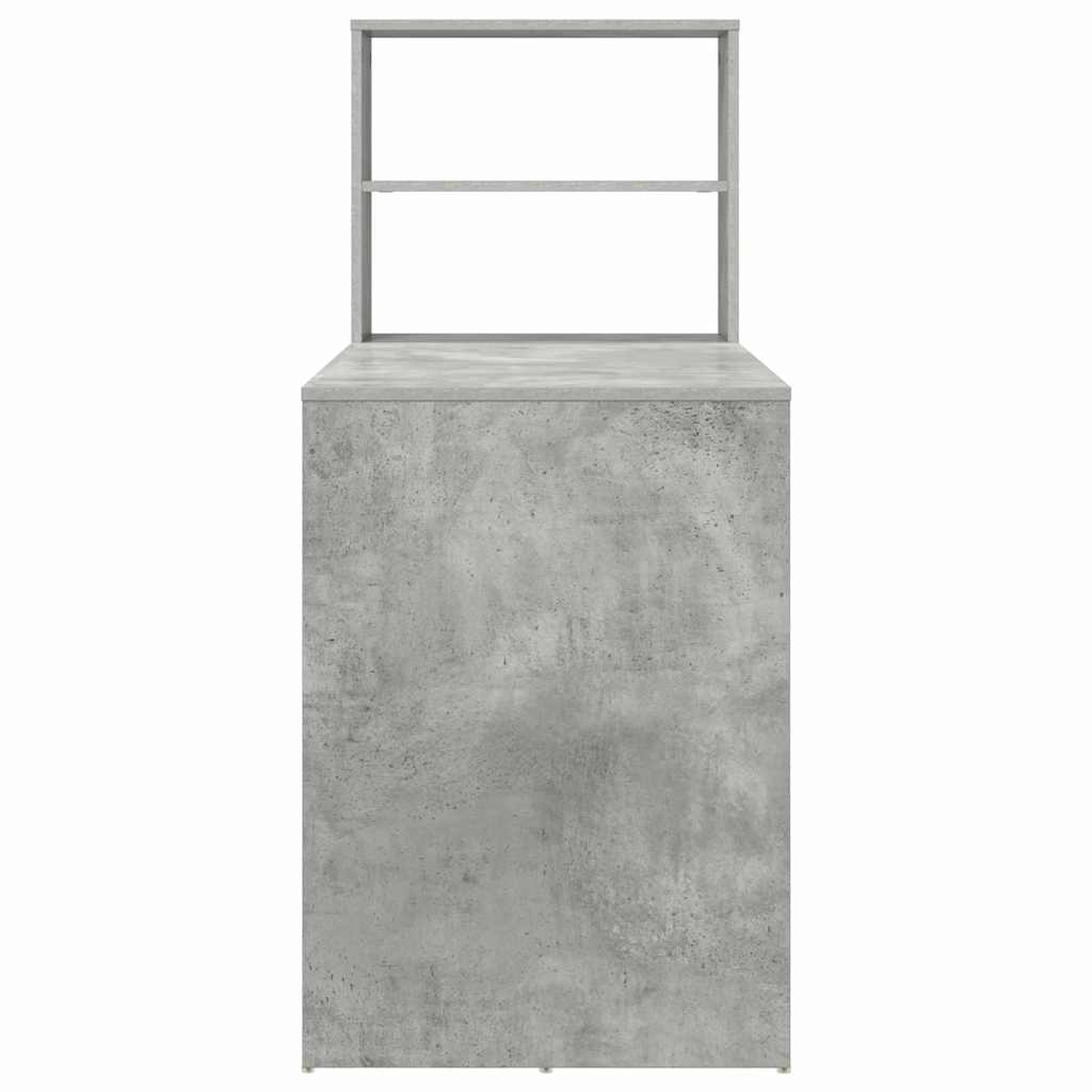 vidaXL Desk with Shelf Concrete grey 113 x 54 x 120 cm Engineered wood
