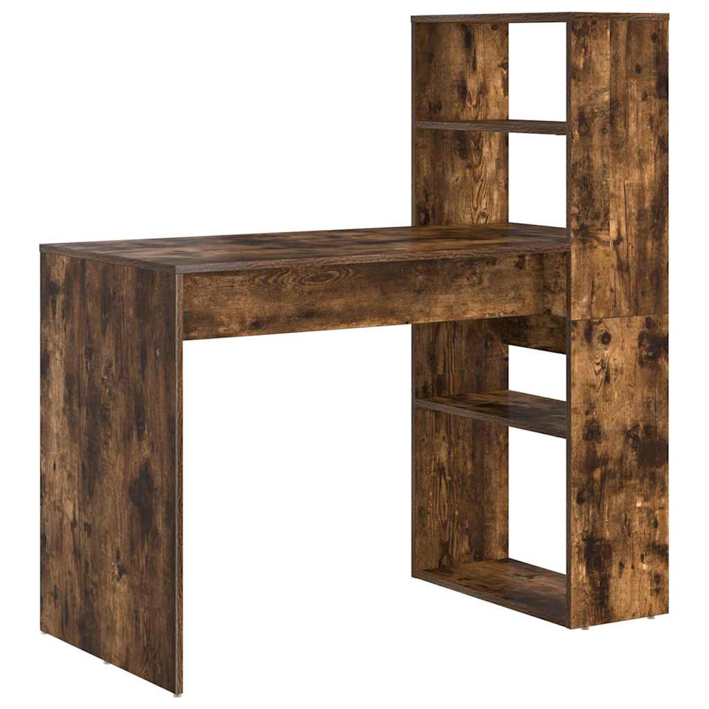Desk with Shelf Smoked Oak 113 x 54 x 120 cm Engineered Wood