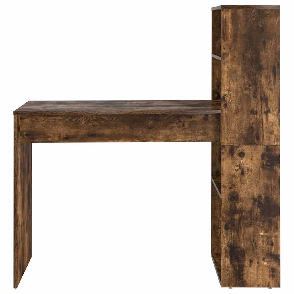 Desk with Shelf Smoked Oak 113 x 54 x 120 cm Engineered Wood
