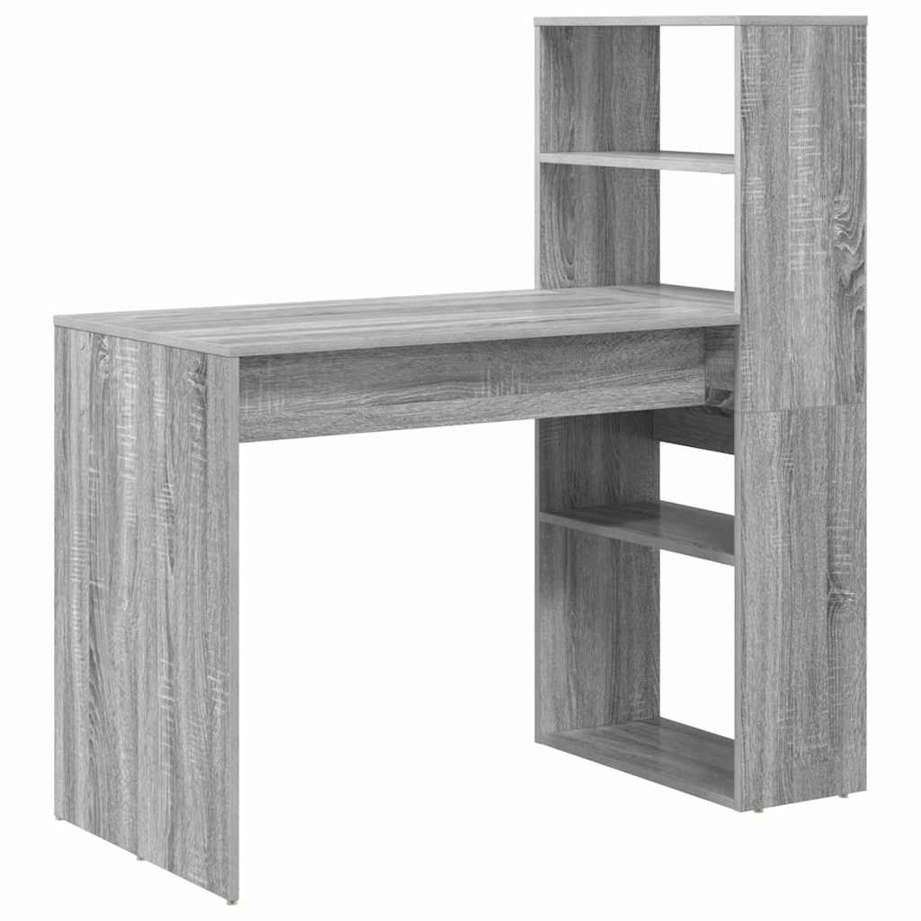 vidaXL Desk with Shelf Grey sonoma 113 x 54 x 120 cm Engineered wood