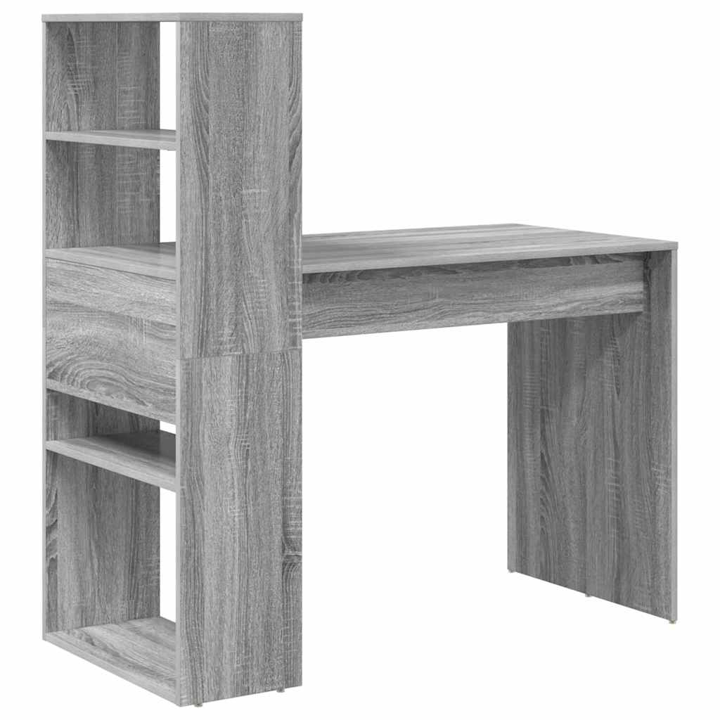 vidaXL Desk with Shelf Grey sonoma 113 x 54 x 120 cm Engineered wood