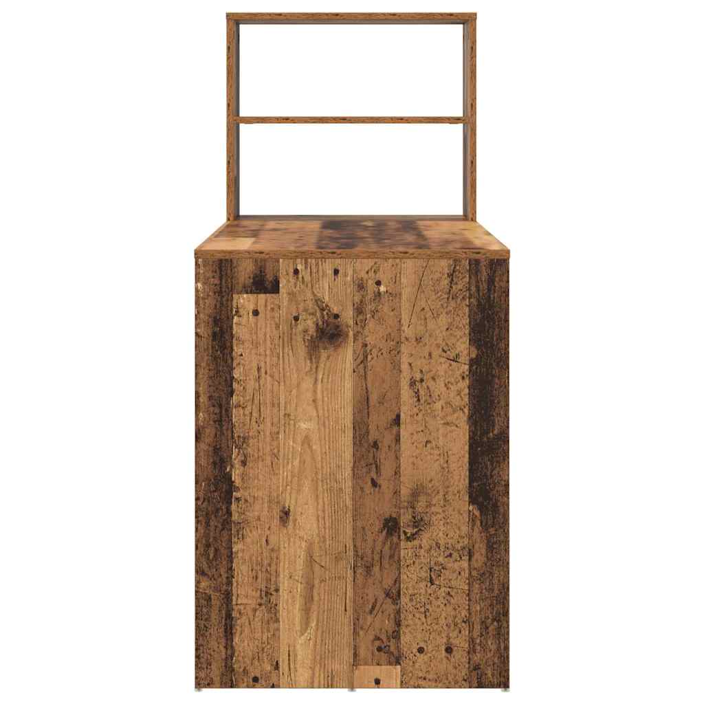 Desk with Shelf Old Wood 113 x 54 x 120 cm Engineered Wood