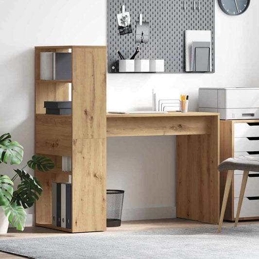 Desk with Shelf Artisan Oak 113 x 54 x 120 cm Engineered Wood