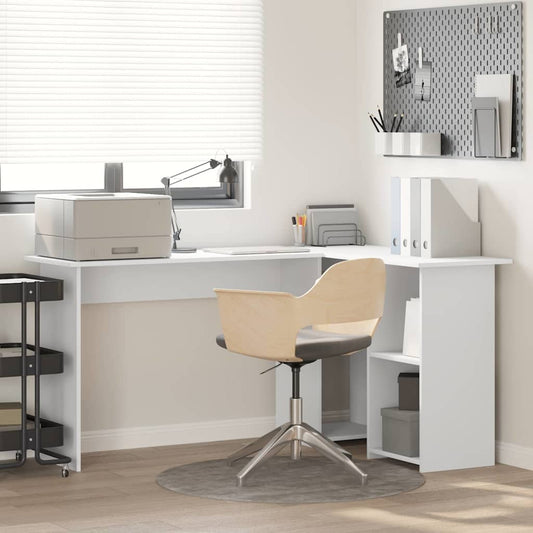 vidaXL Desk with Shelf White 142 x 102 x 73 cm Engineered wood