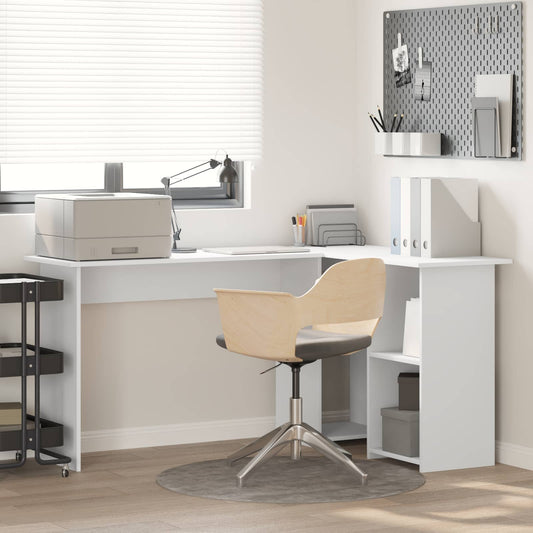 Desk White Engineered Wood 142 x 102 x 73 cm