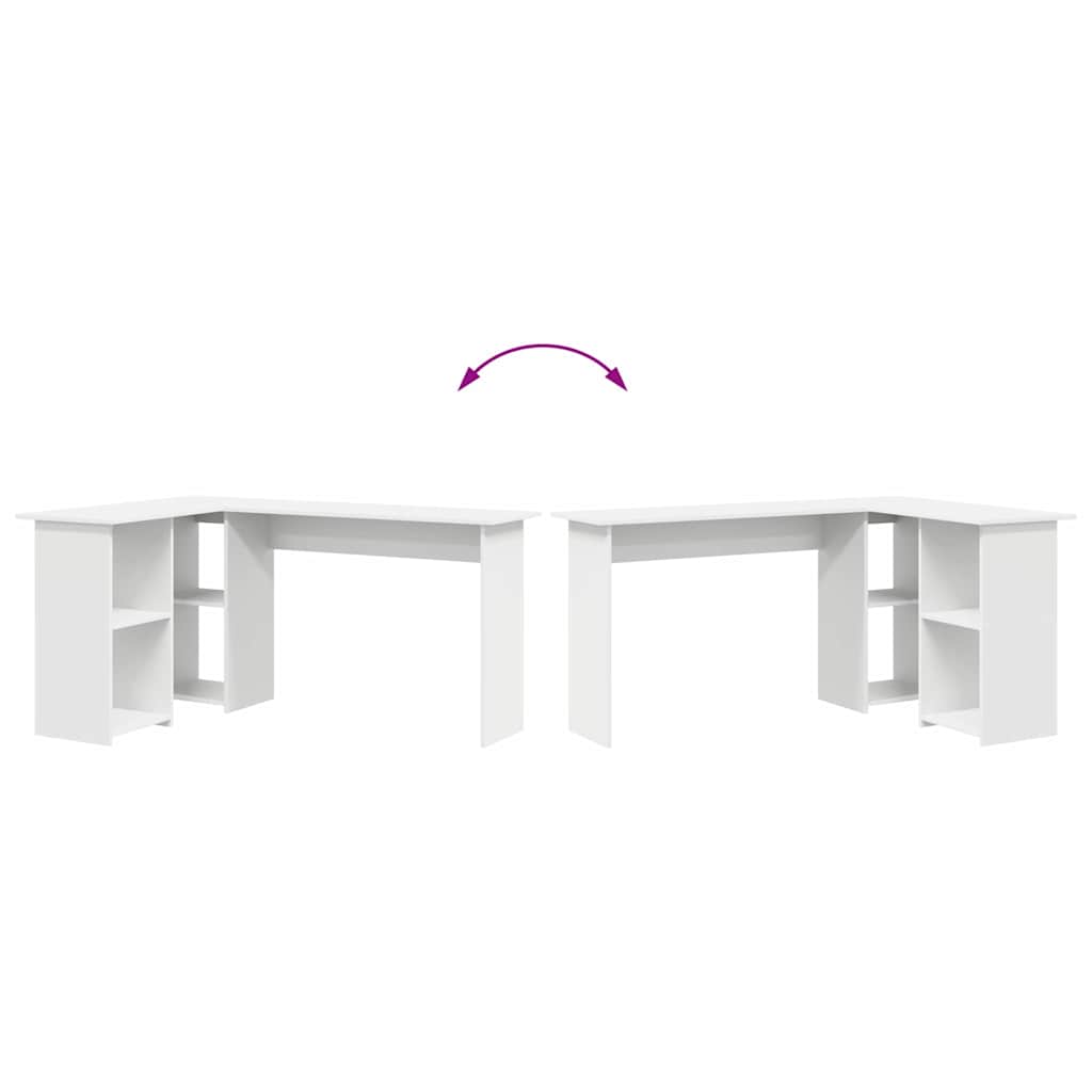 vidaXL Desk with Shelf White 142 x 102 x 73 cm Engineered wood