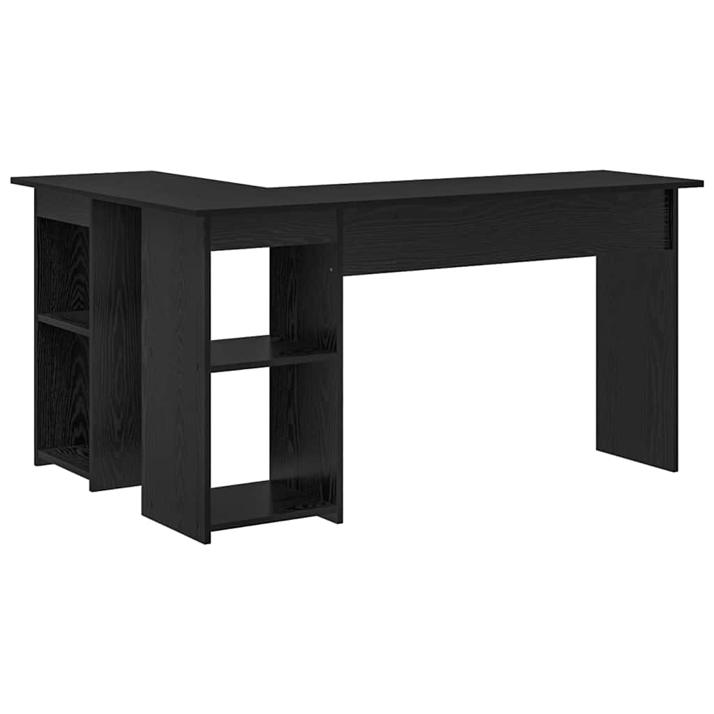 Desk with Shelf Black Oak 142 x 102 x 73 cm Engineered Wood