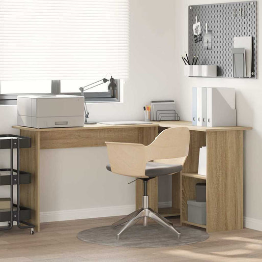 Desk with Shelf Sonoma Oak 142 x 102 x 73 cm Engineered Wood
