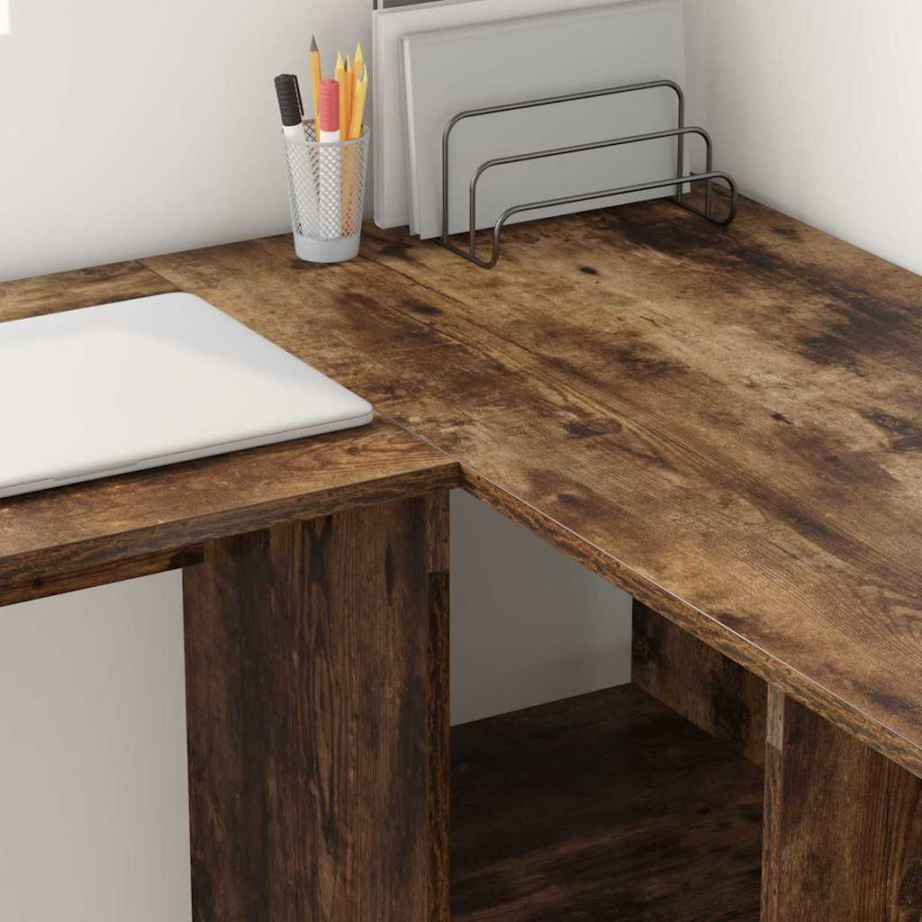 Desk Smoked Oak Engineered Wood 142 x 102 x 73 cm