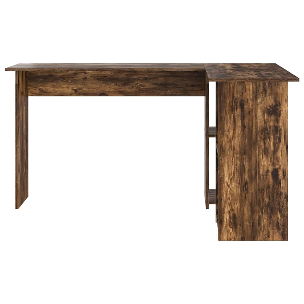 vidaXL Desk with Shelf Smoked oak 142 x 102 x 73 cm Engineered wood