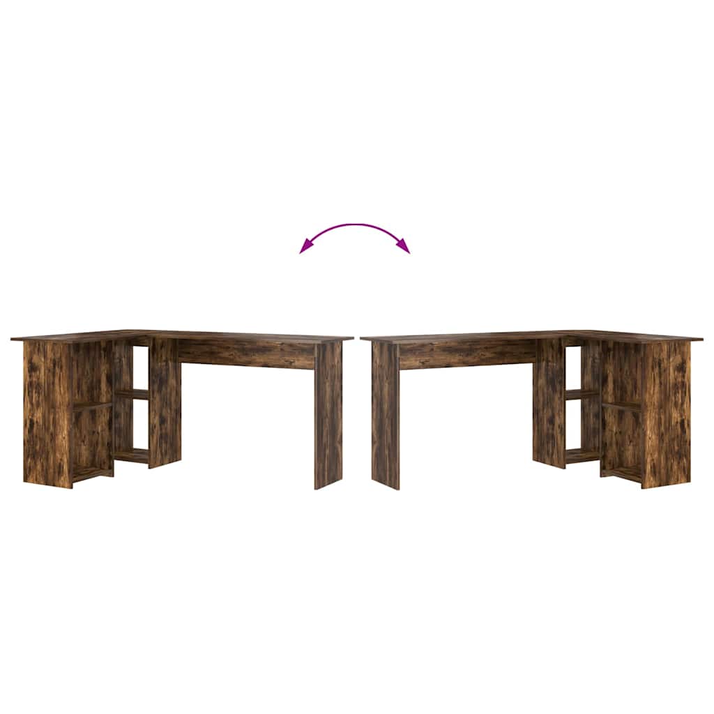 Desk Smoked Oak Engineered Wood 142 x 102 x 73 cm
