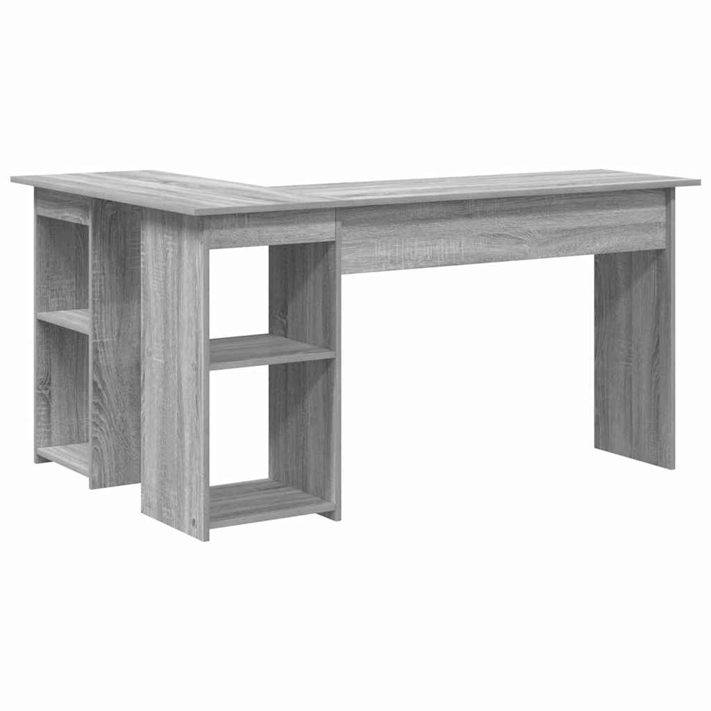 vidaXL Desk with Shelf Grey sonoma 142 x 102 x 73 cm Engineered wood