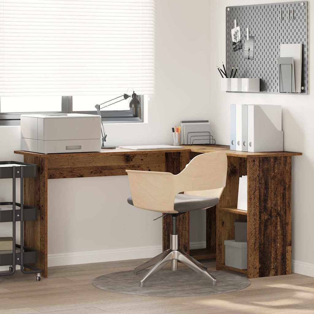 Desk with Shelf Old Wood 142 x 102 x 73 cm Engineered Wood