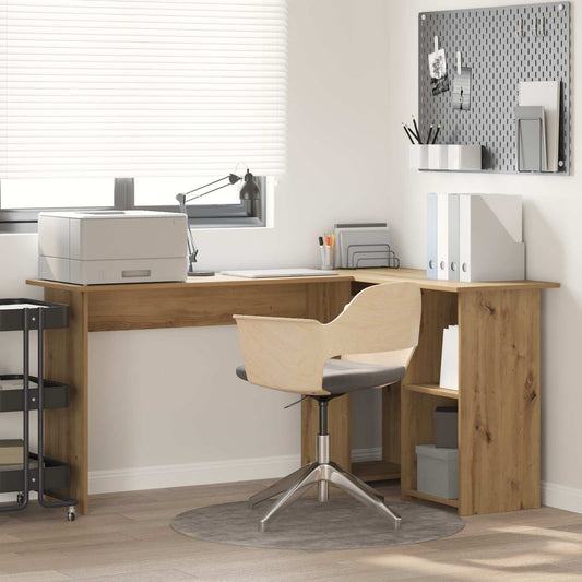Desk with Shelf Artisan Oak 142 x 102 x 73 cm Engineered Wood
