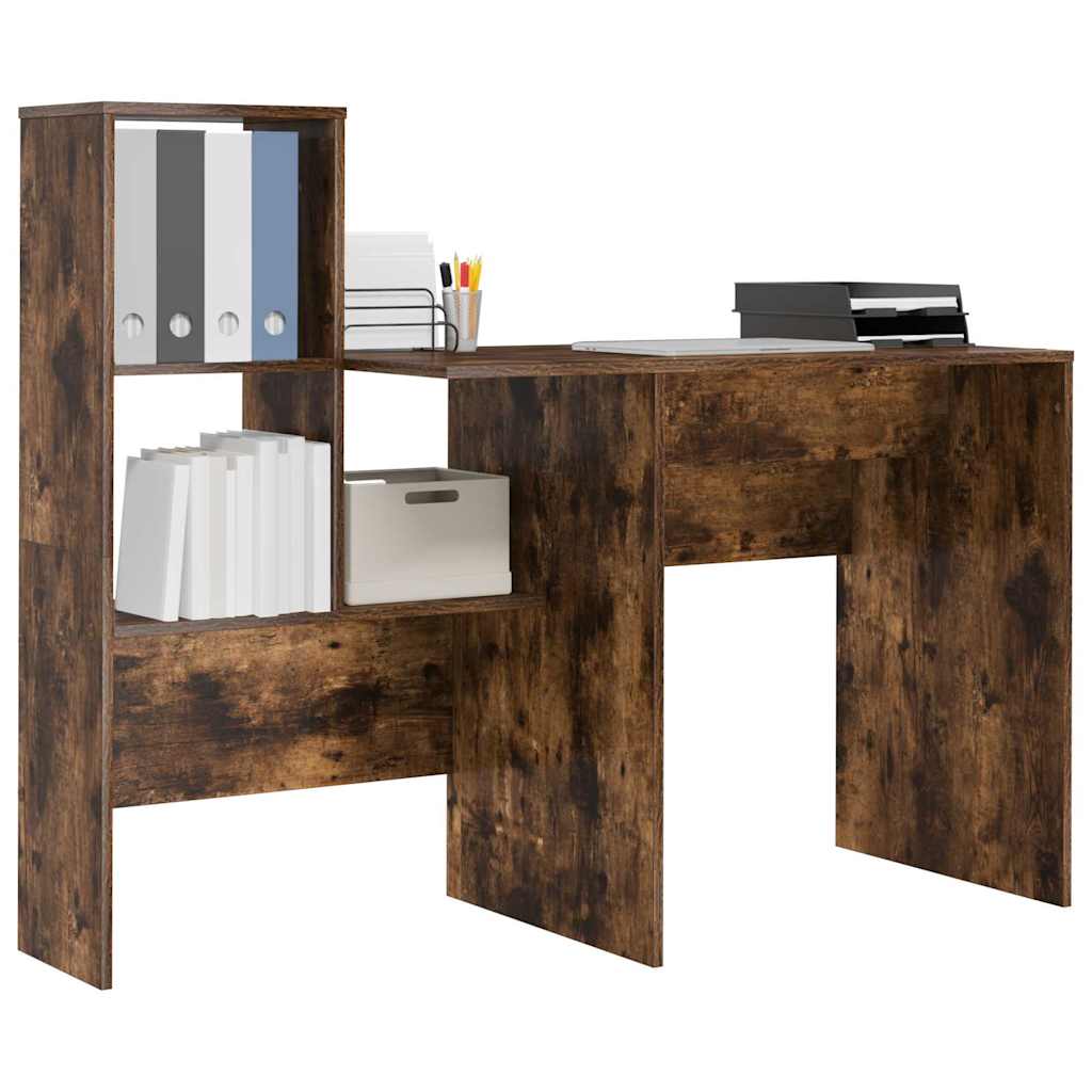 Desk Smoked Oak 131.5 x 50 x 106.5 cm Engineered Wood