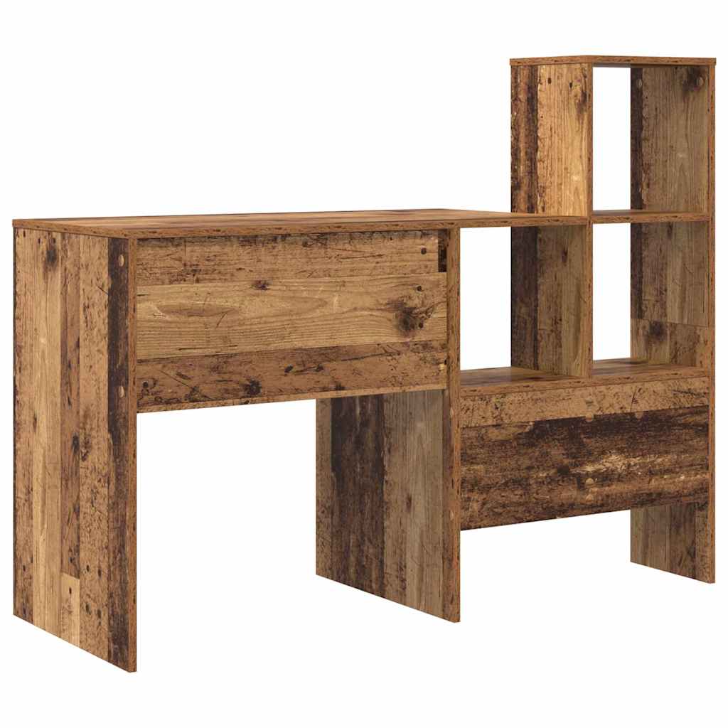 Desk with Shelf Old Wood 131.5 x 50 x 106.5 cm Engineered Wood