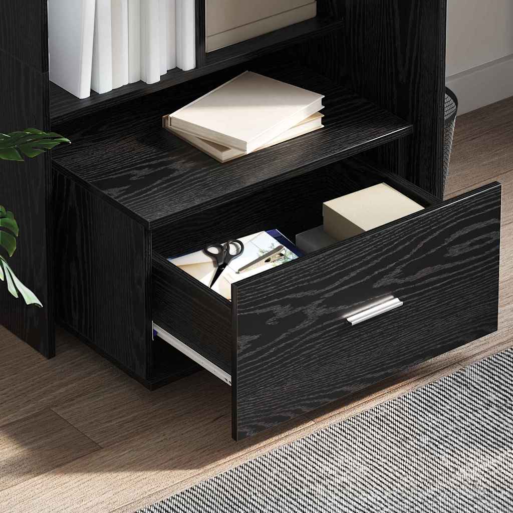 Drawer Cabinet with Wheel Black Oak 55 x 45 x 31 cm
