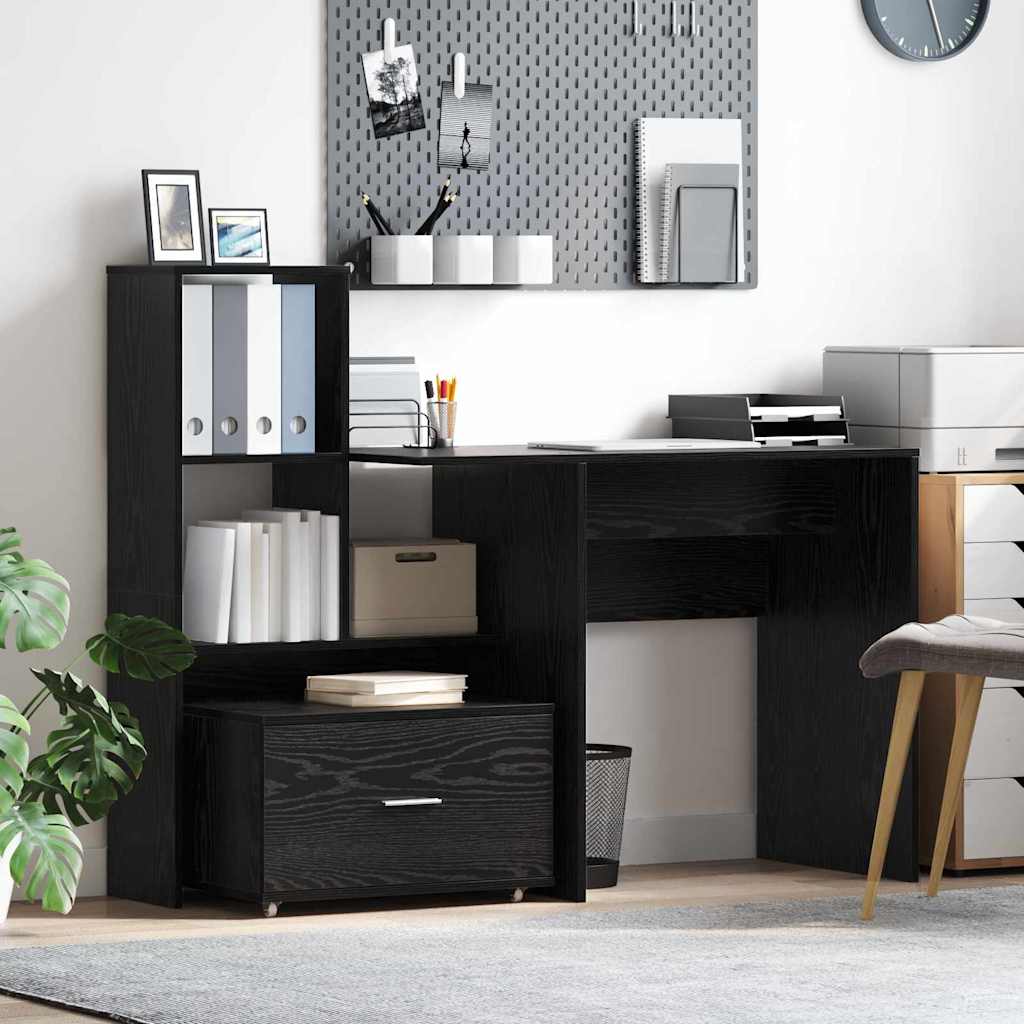 Drawer Cabinet with Wheel Black Oak 55 x 45 x 31 cm