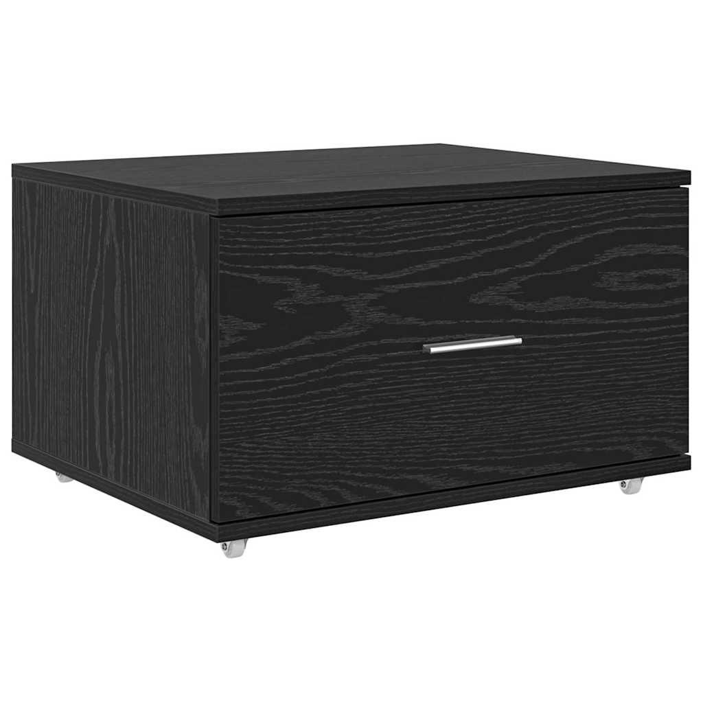 Drawer Cabinet with Wheel Black Oak 55 x 45 x 31 cm