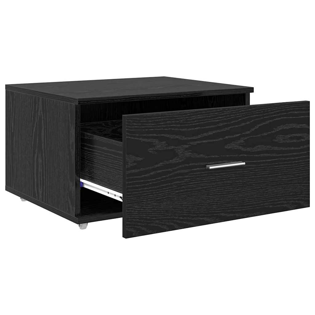 Drawer Cabinet with Wheel Black Oak 55 x 45 x 31 cm