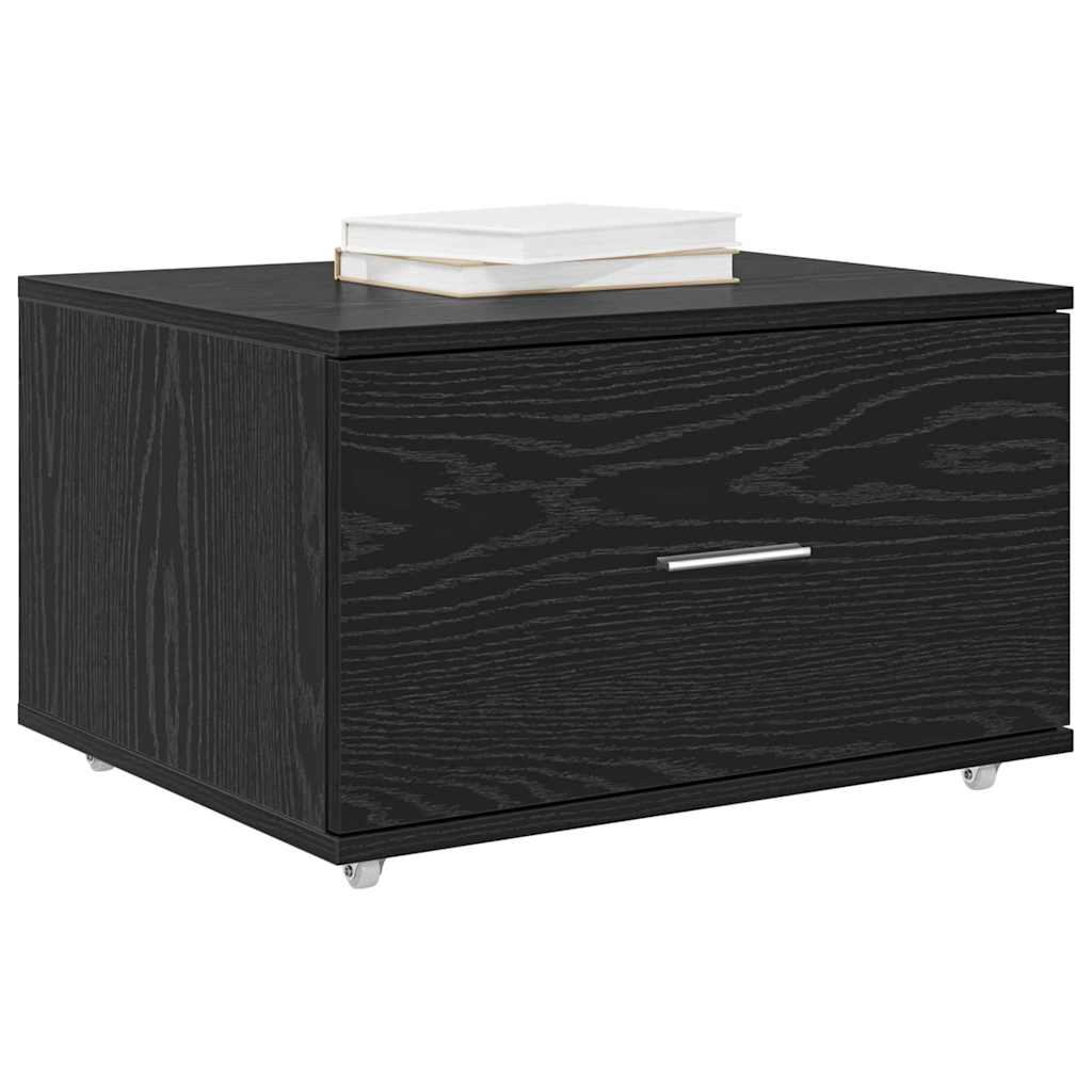 Drawer Cabinet with Wheel Black Oak 55 x 45 x 31 cm