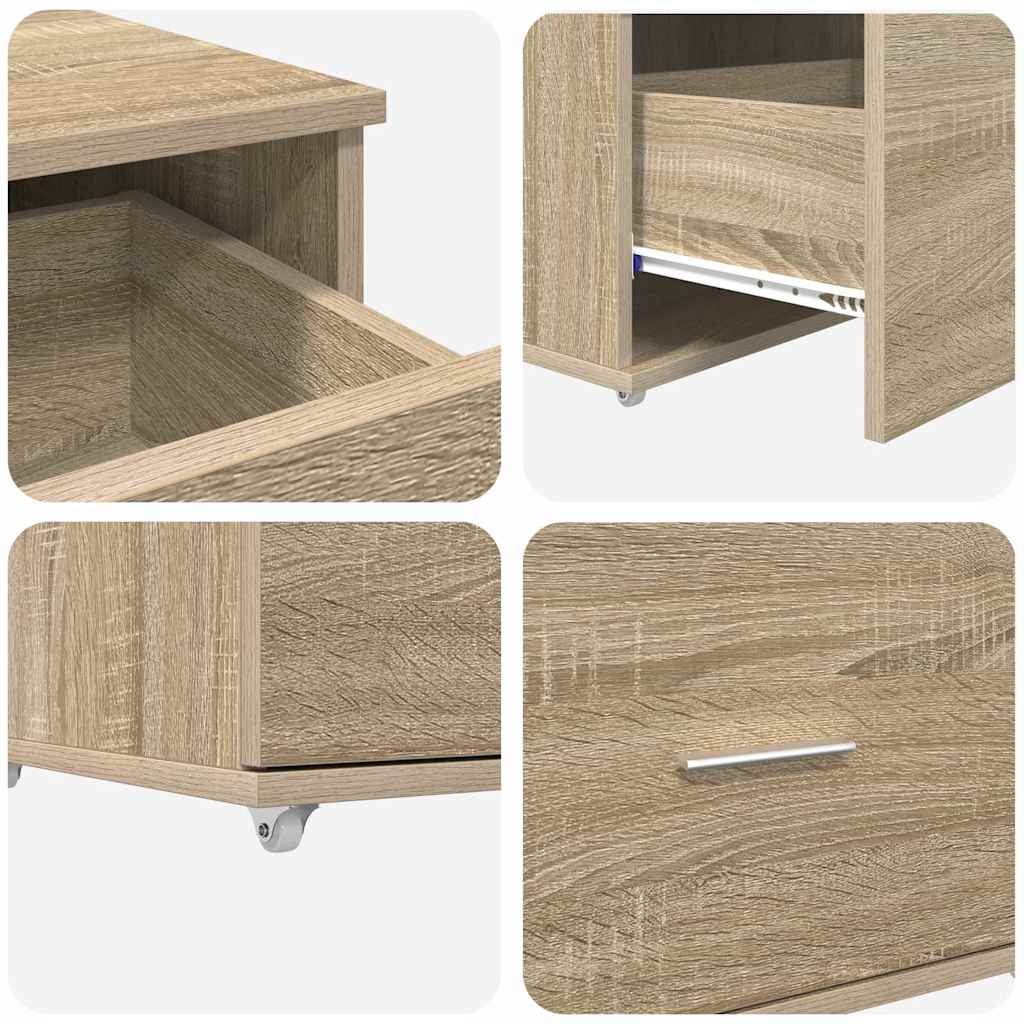 Drawer Cabinet with Wheel Sonoma Oak 55 x 45 x 31 cm