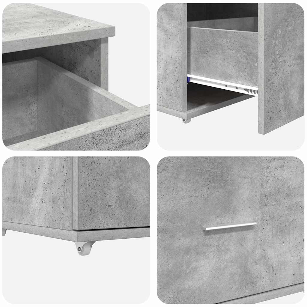 Drawer Cabinet with Wheel Concrete Grey 55 x 45 x 31 cm
