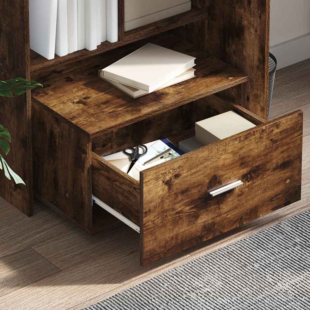 Drawer Cabinet with Wheel Smoked Oak 55 x 45 x 31 cm