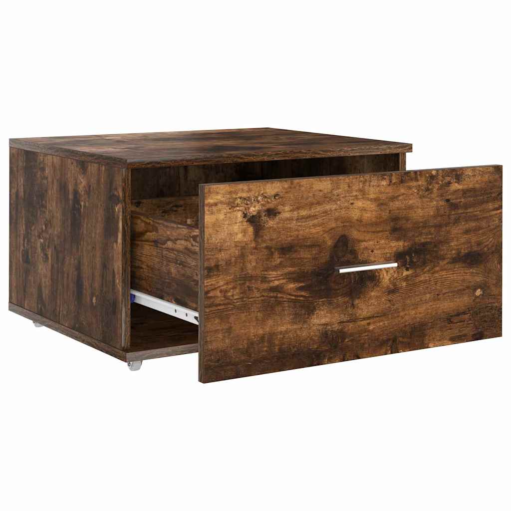 Drawer Cabinet with Wheel Smoked Oak 55 x 45 x 31 cm