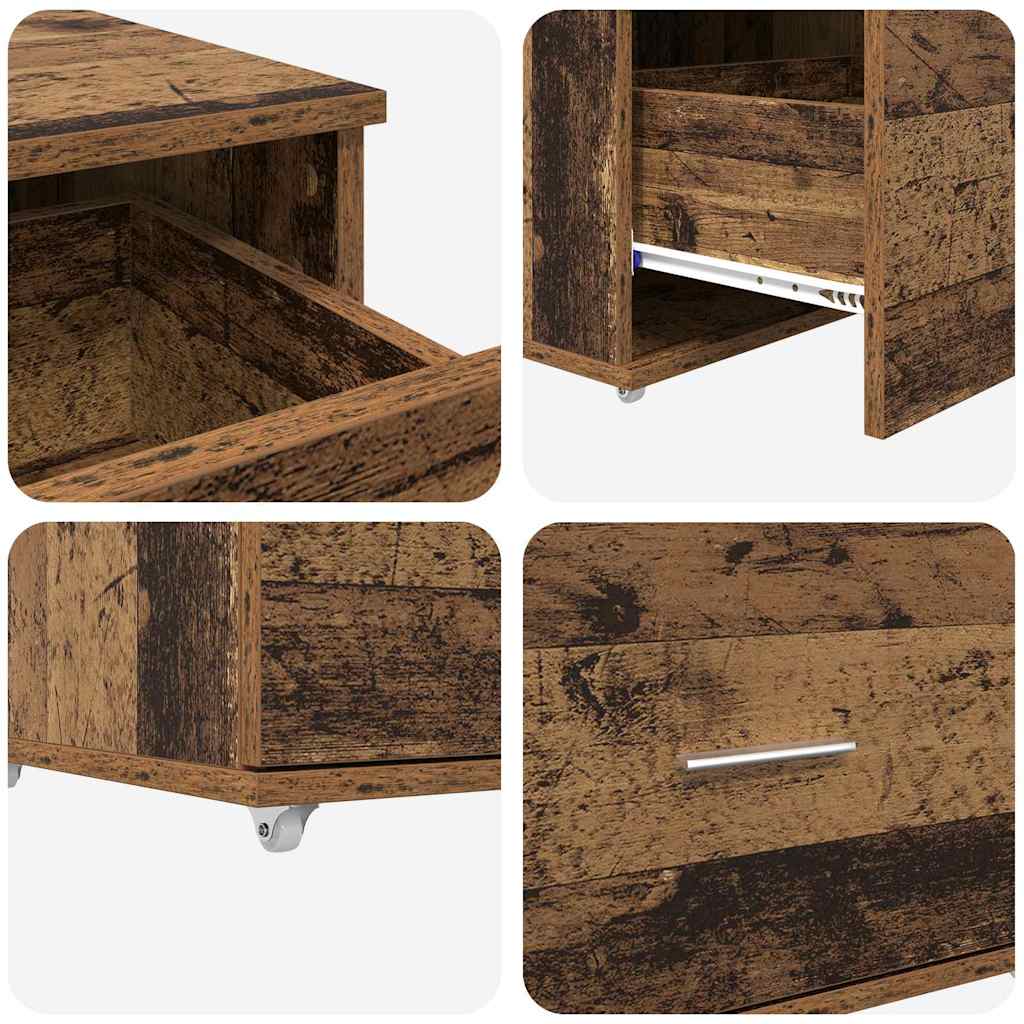 Drawer Cabinet with Wheel Old Wood 55 x 45 x 31 cm
