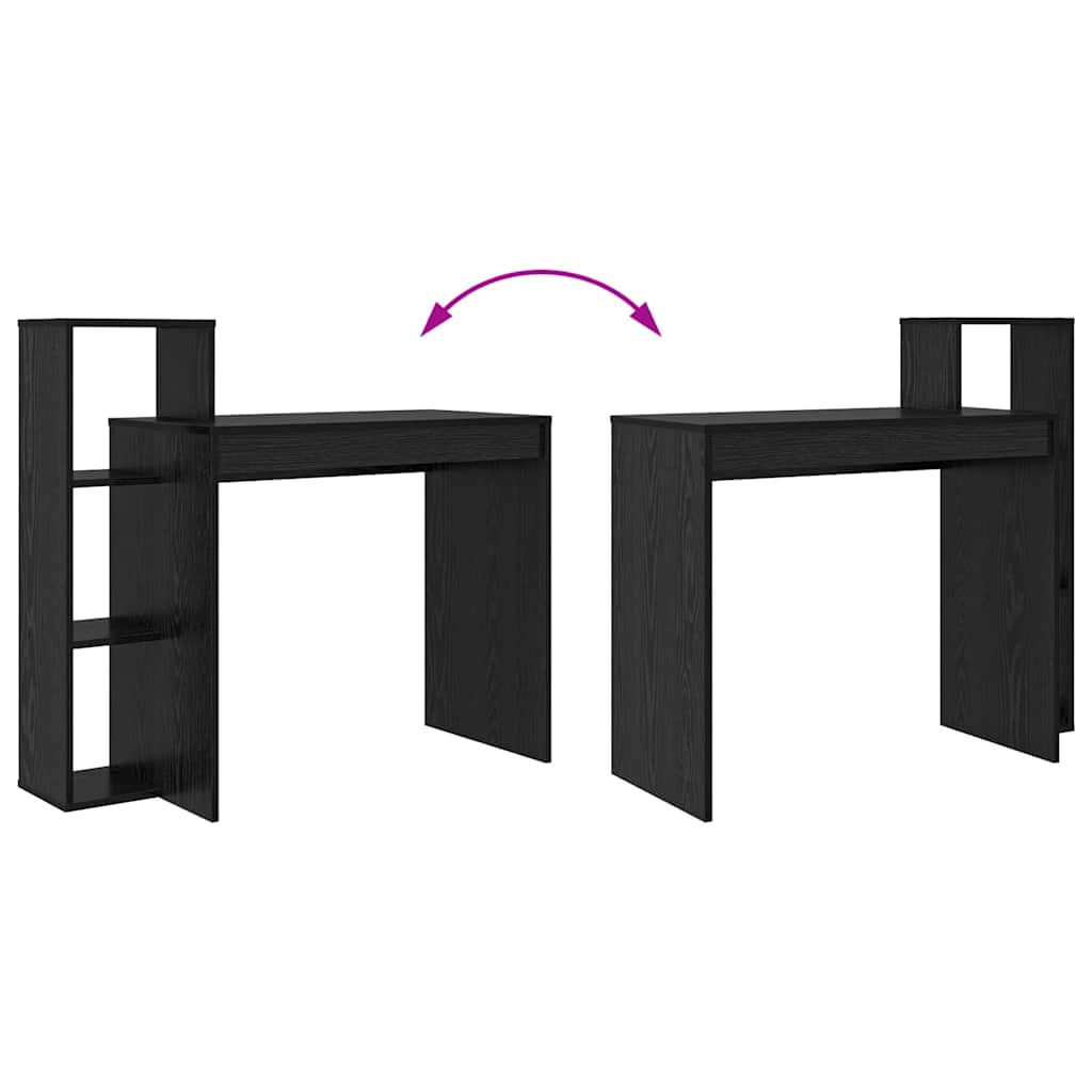 vidaXL Desk with Shelf Black oak 100 x 40 x 90 cm Engineered wood