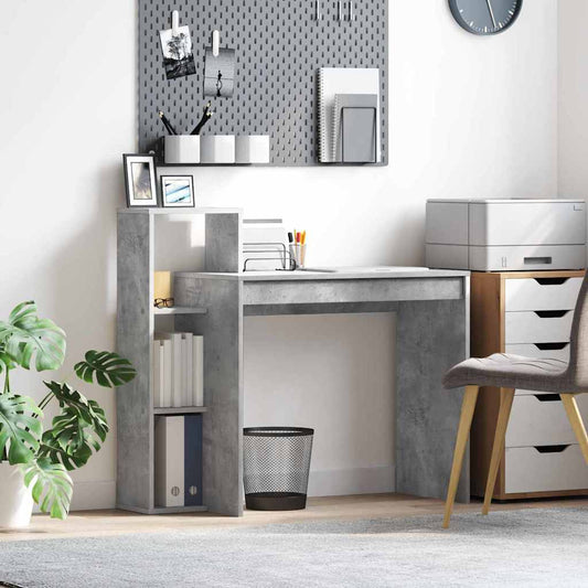 vidaXL Desk with Shelf Concrete grey 100 x 40 x 90 cm Engineered wood
