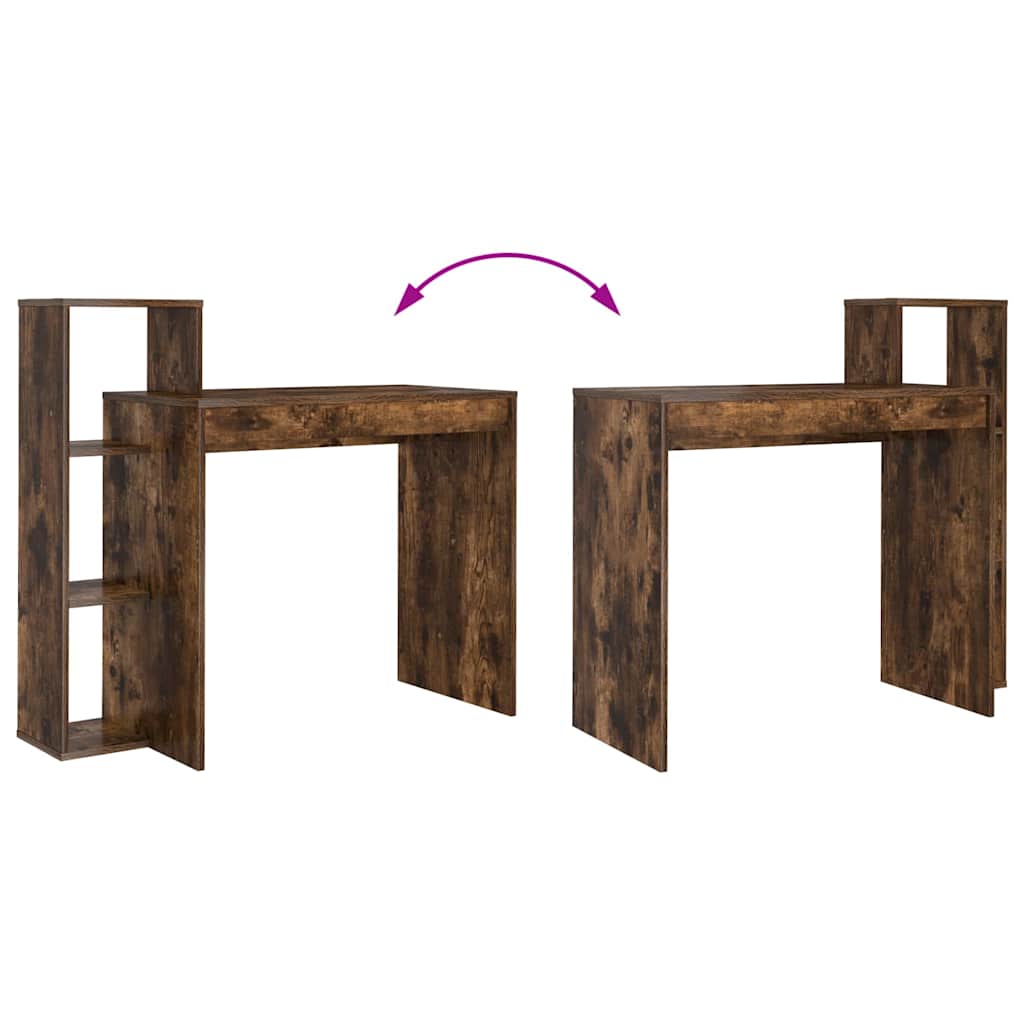 vidaXL Desk with Shelf Smoked oak 100 x 40 x 90 cm Engineered wood