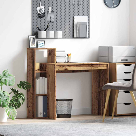 vidaXL Desk with Shelf Old wood 100 x 40 x 90 cm Engineered wood
