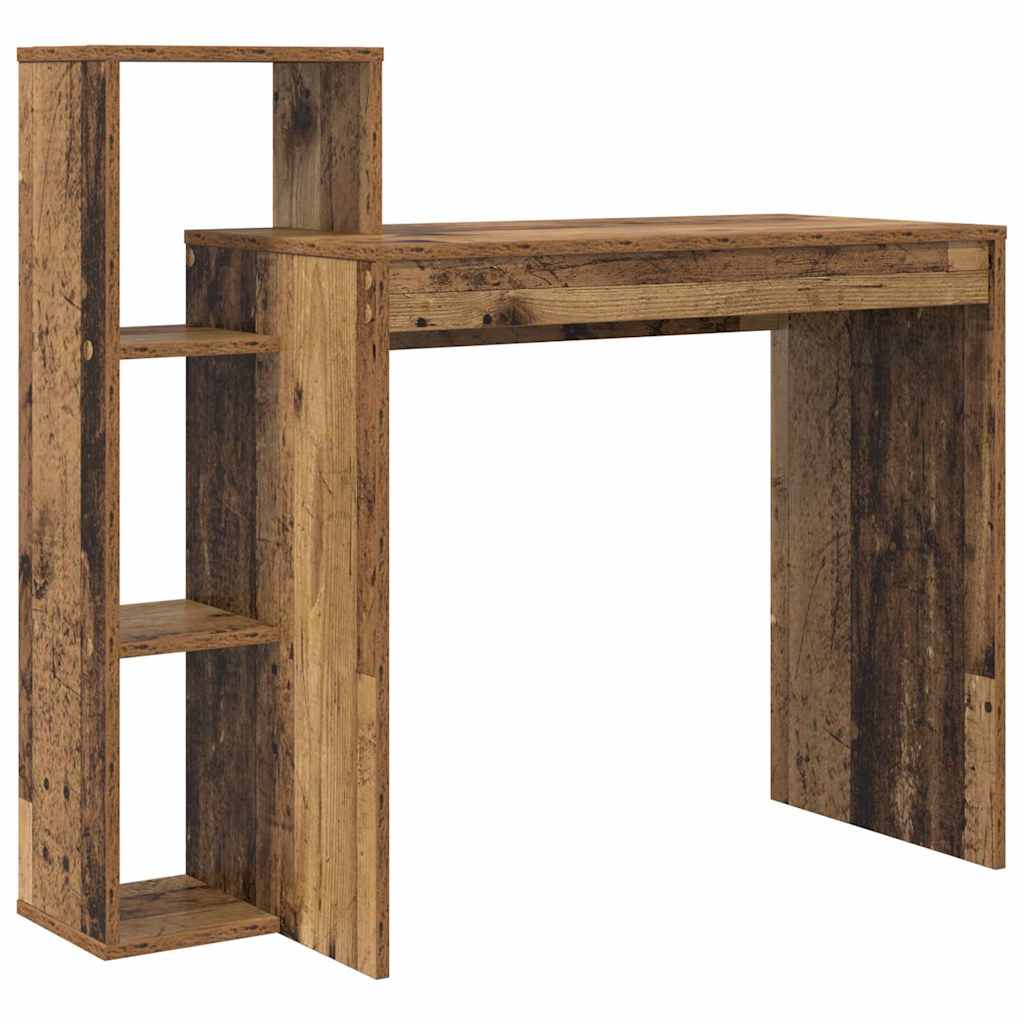 vidaXL Desk with Shelf Old wood 100 x 40 x 90 cm Engineered wood