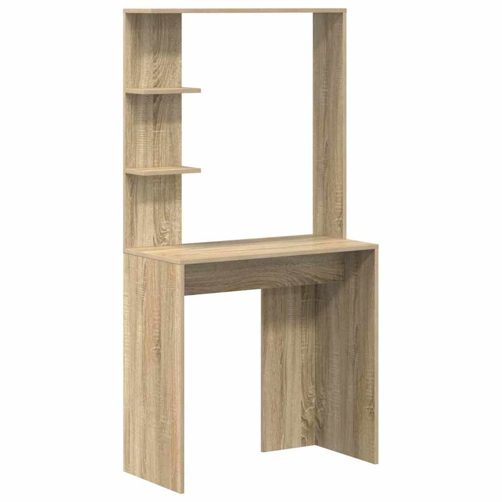 vidaXL Desk with Shelf Sonoma oak 78.5 x 37 x 154.5 cm Engineered wood