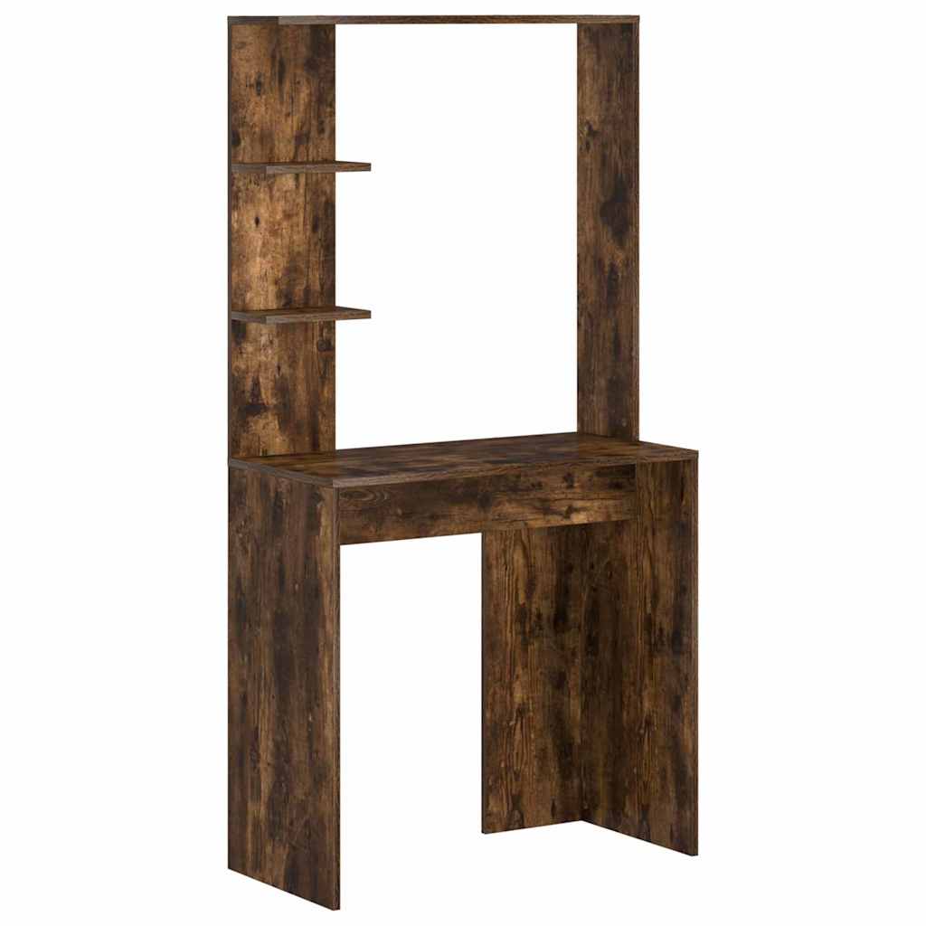 Desk with Shelf Smoked Oak 78.5 x 37 x 154.5 cm Engineered Wood