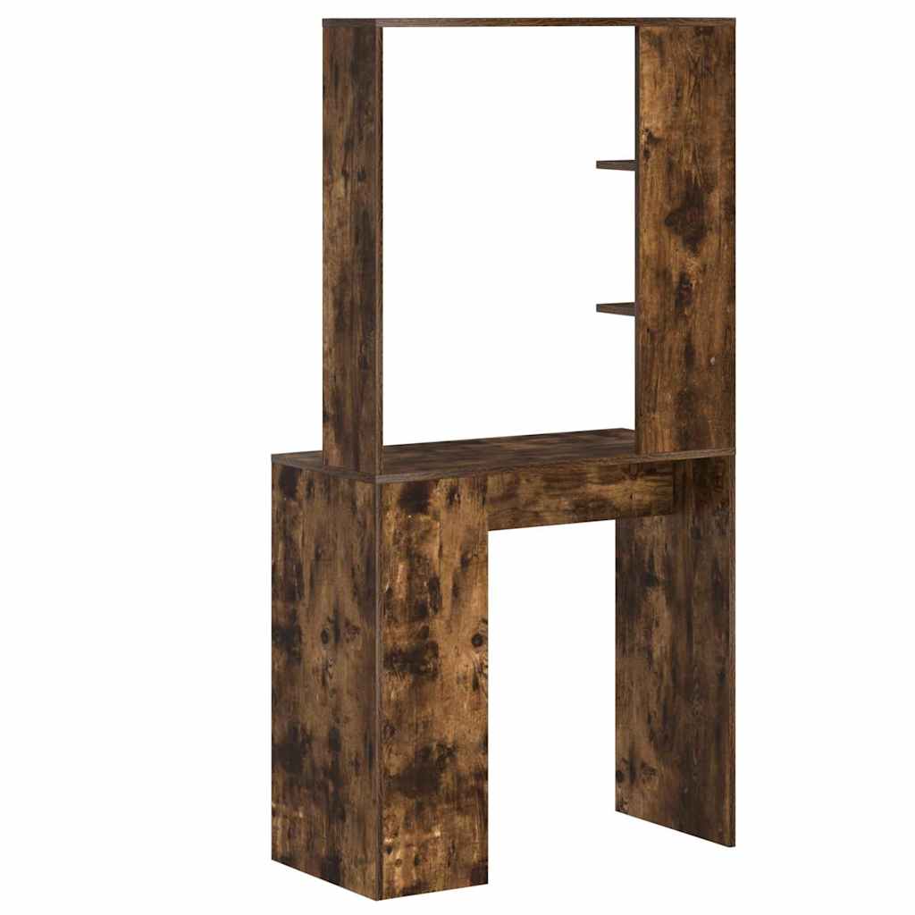 Desk with Shelf Smoked Oak 78.5 x 37 x 154.5 cm Engineered Wood