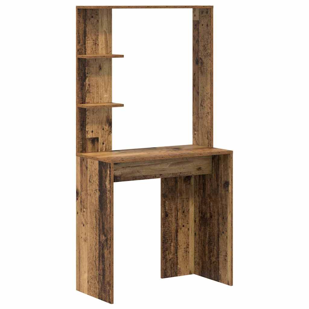 vidaXL Desk with Shelf Old wood 78.5 x 37 x 154.5 cm Engineered wood