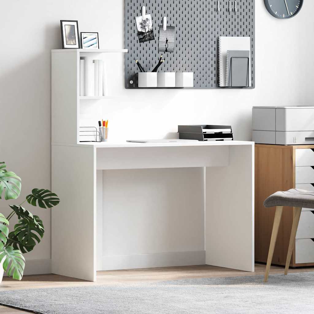 Desk White Engineered Wood 102 x 50 x 124 cm