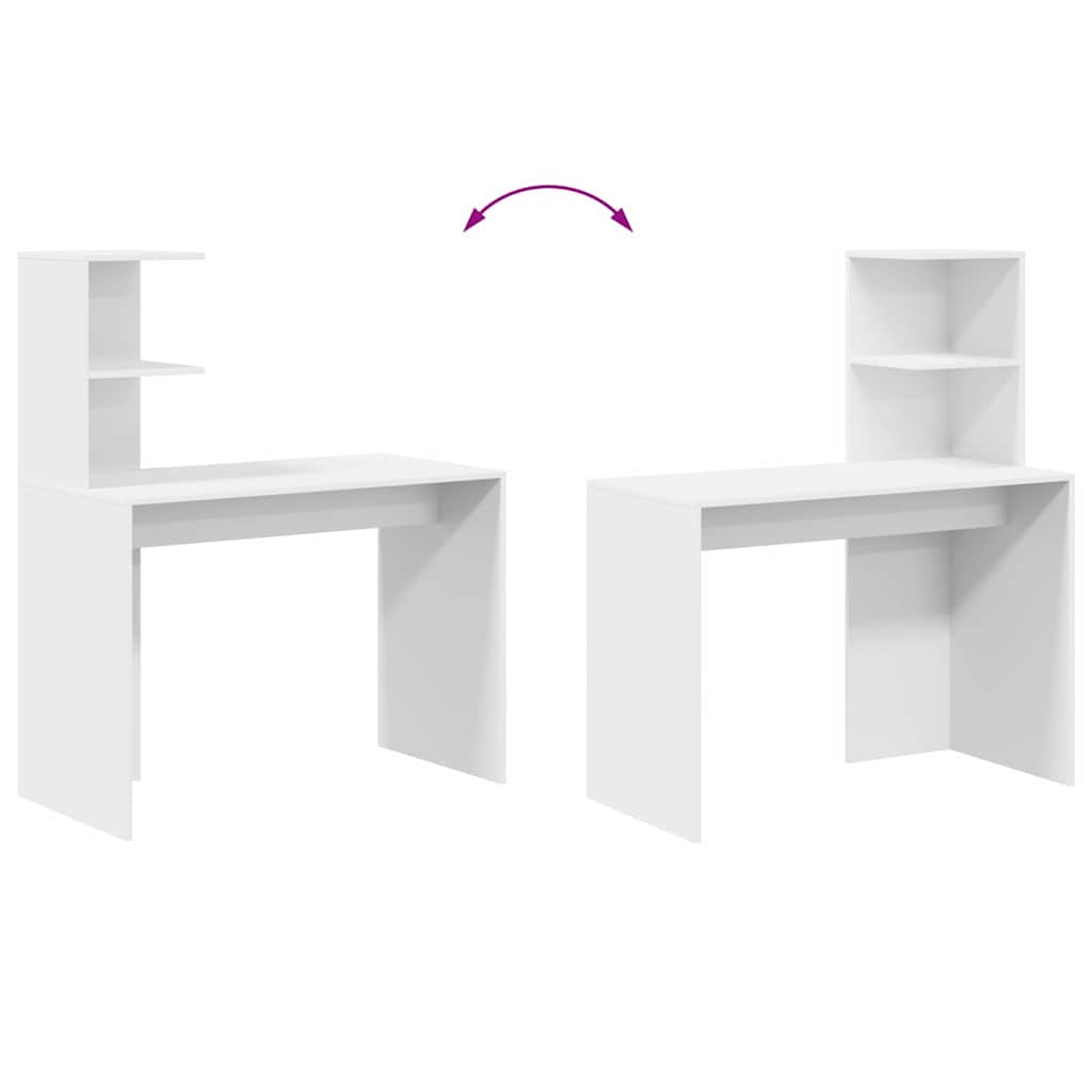Desk White Engineered Wood 102 x 50 x 124 cm