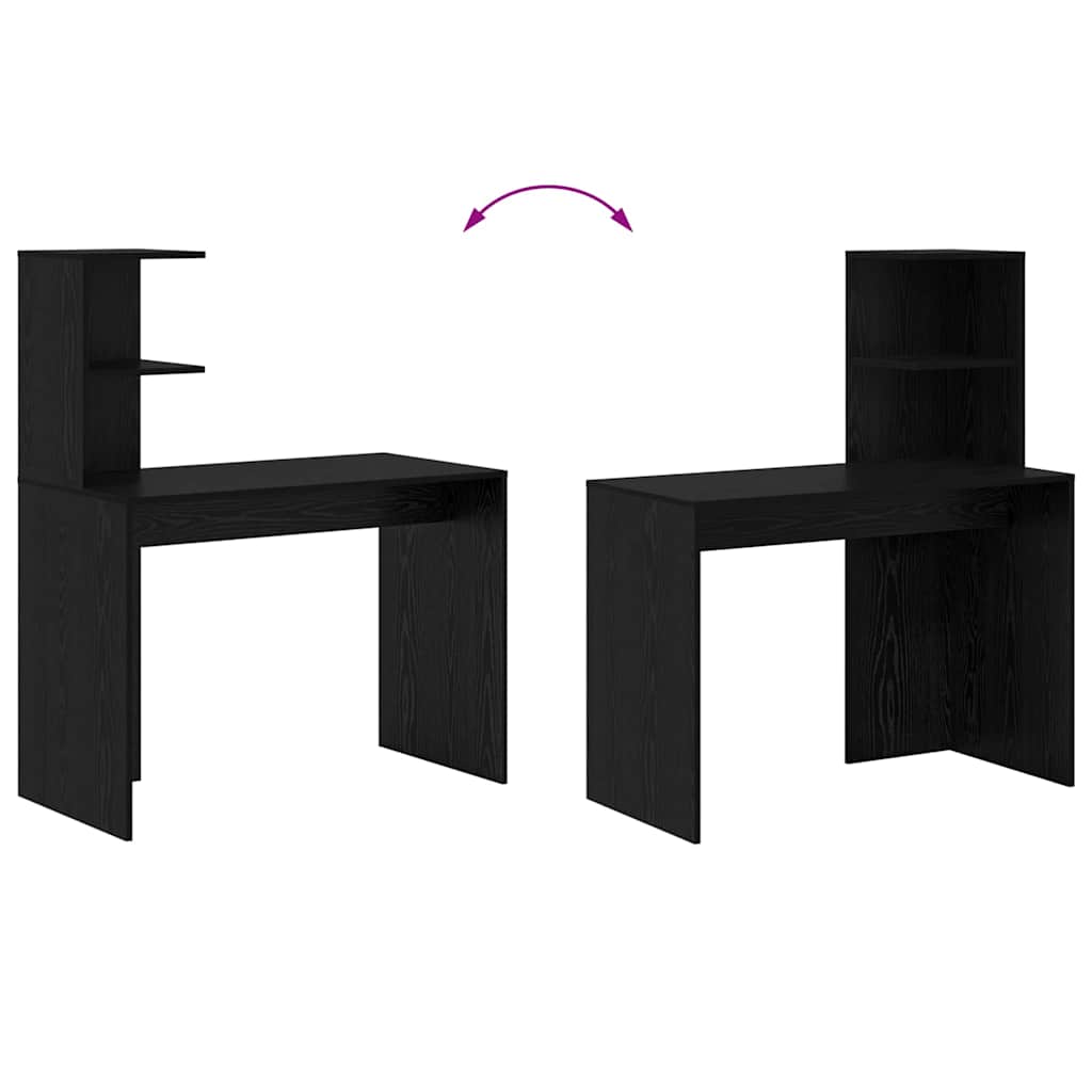 vidaXL Desk with Shelf Black oak 102 x 50 x 124 cm Engineered wood