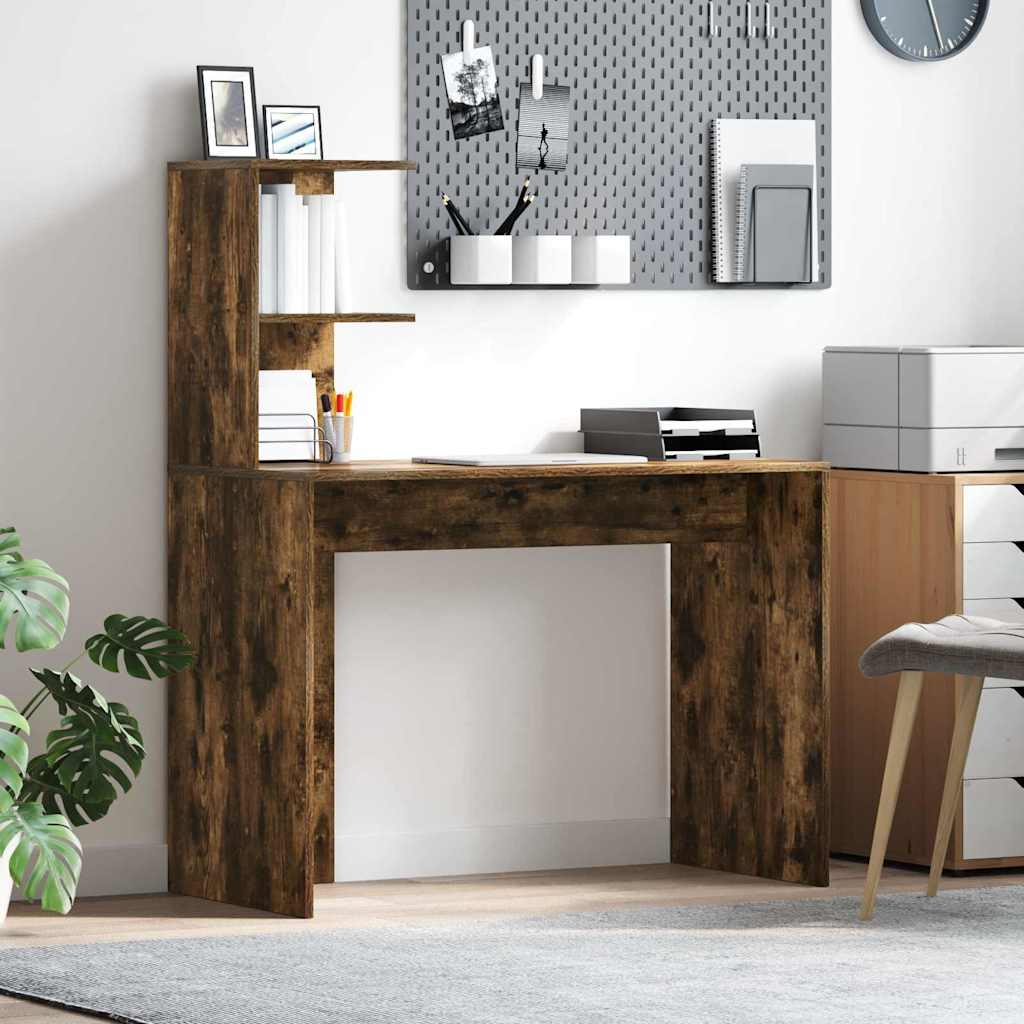 Desk Smoked Oak Engineered Wood 102 x 50 x 124 cm